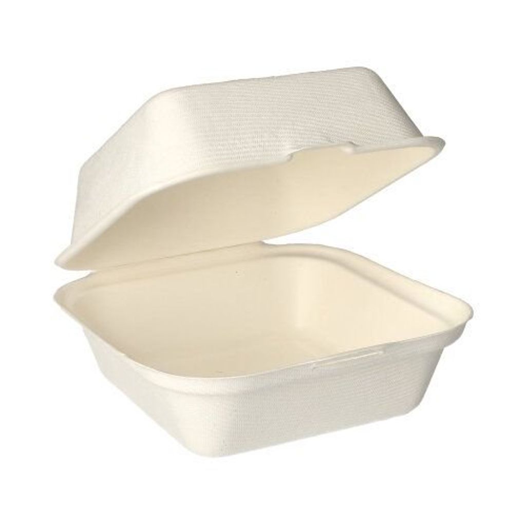 125 Papstar Hamburger-Boxen Zuckerrohr pure 8 cm x 14 cm x 15 cm weiss 82221