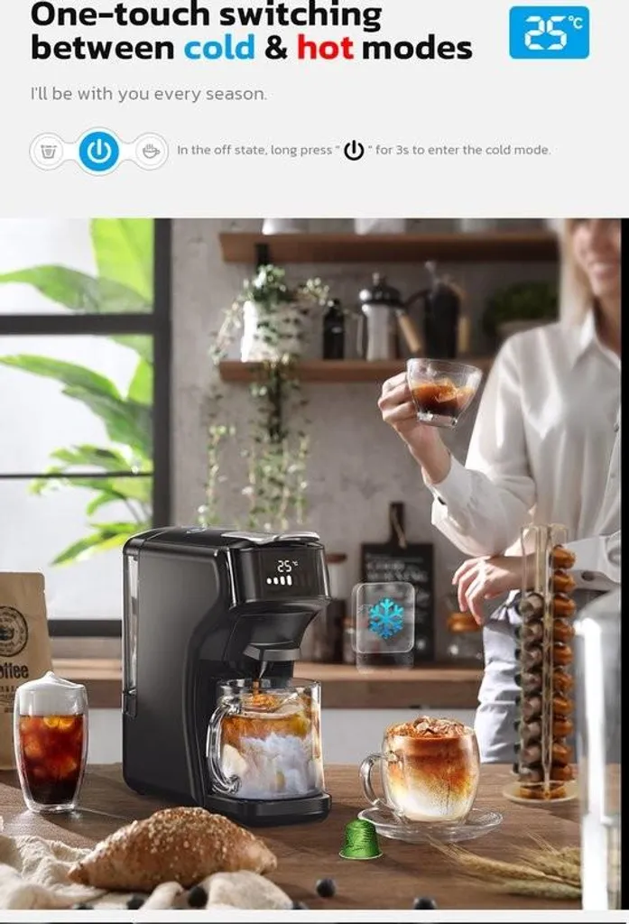 Machine à café multi-capsules 6 en 1 avec mousseur thermique