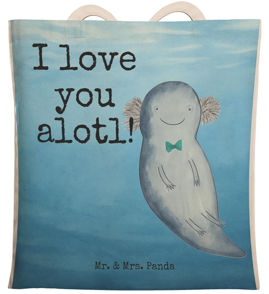 Mr. & Mrs. Panda Beutel Axolotl Liebe Design - Weiß - Geschenk, für Frauen, Valentinstag, Tasche, Freundin, Stoffbeutel, Freund, Hochzeitstag, Pa...