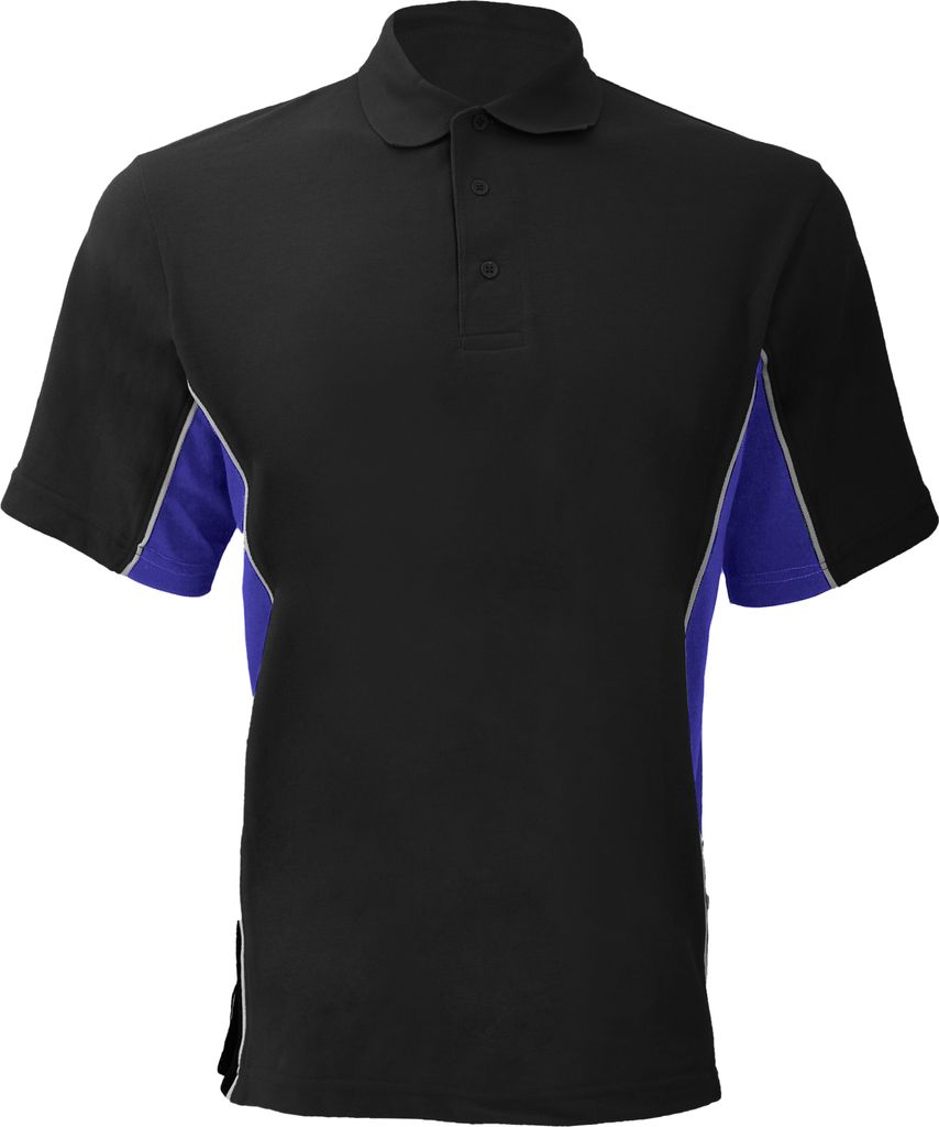 Gamegear Track Herren Piqué Polo-Shirt, Kurzarm, Einsätze in Kontrastfarbe BC412 (3XL) (Schwarz/Königsblau/Weiß)