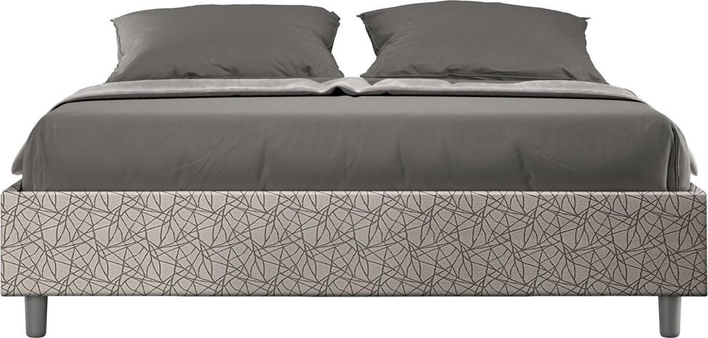 ITYHOME - Gepolstertes Bett mit Lattenrost 160x200 mit Stoffbezug Era 02 Grau Azelia