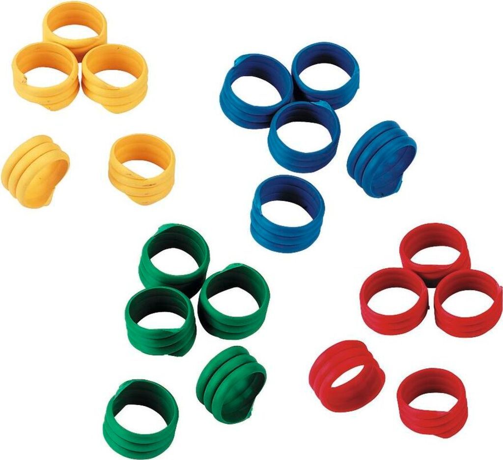 Kerbl Spiralring Farbe gemischt, ø 12mm, 100Stck. für Hühner, extra stark 72315