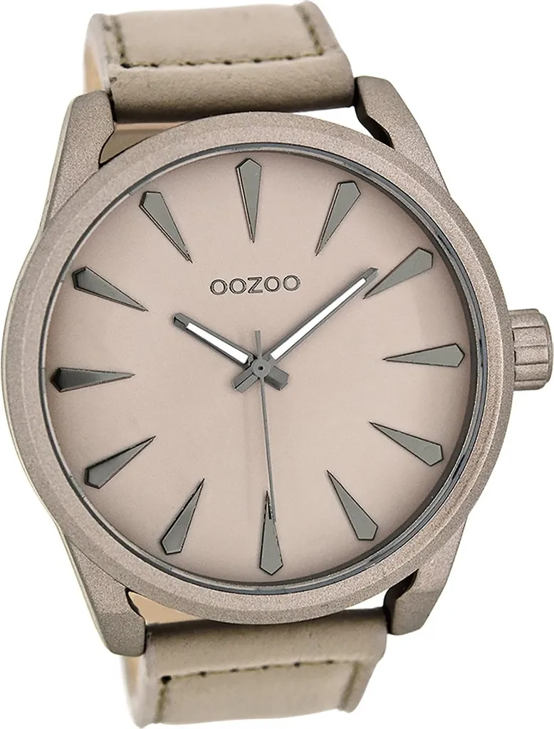 Montre Homme Oozoo Mat D2UOC8225A avec Bracelet Cuir Doux Gris Beige