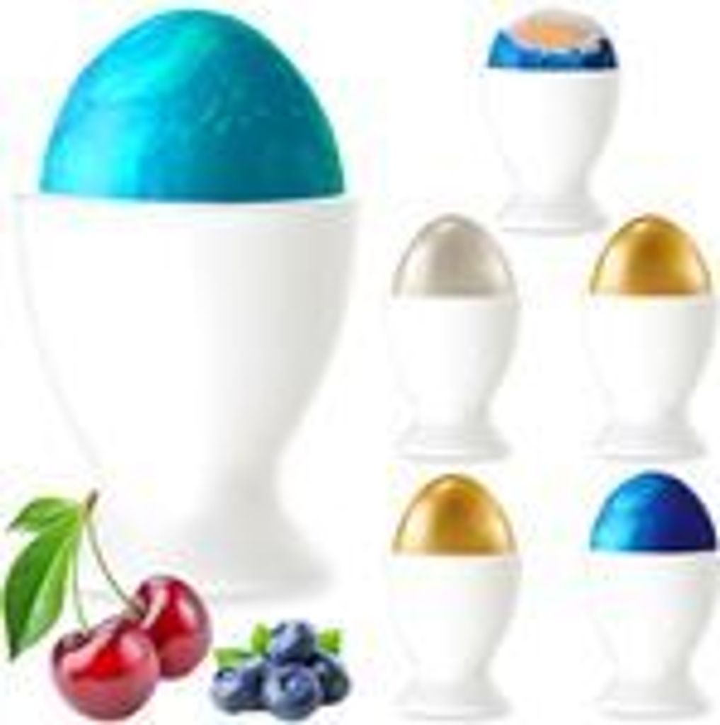 PLATINUX Weiße Eierbecher aus Glas Set 6-Teilig Eierständer Eierhalter Frühstück Brunch Egg-Cup 35ml Likörgläser