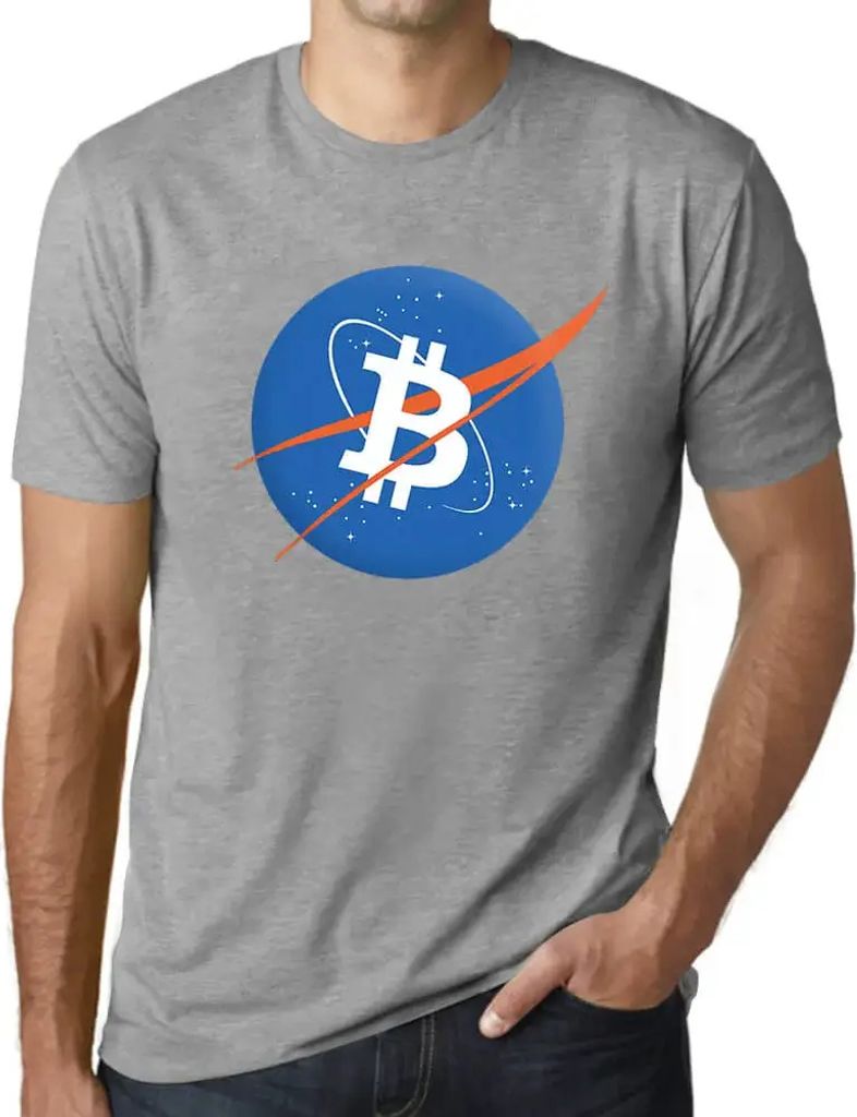 Herren Grafik T-Shirt Bitcoin btc nasa Stil – Bitcoin Btc Nasa Style – Öko-Verantwortlich Vintage Jahrgang Kurzarm Lustige Druck Geburtstag Ge...