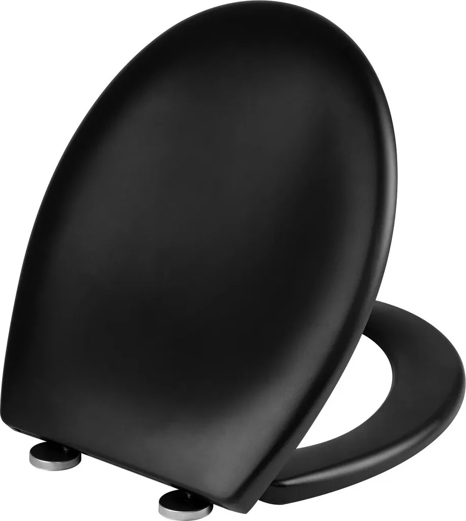 Copriwater Ovale Nero Soft-Close 44x37 | Sedile WC Design Termosensibile