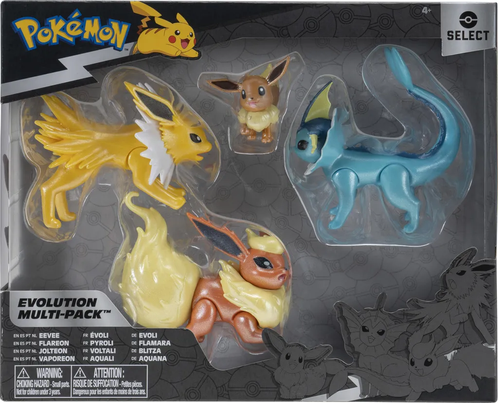 Pack Evolution Evoli avec Figurines Voltali Aquali Pyroli Pokémon - 2