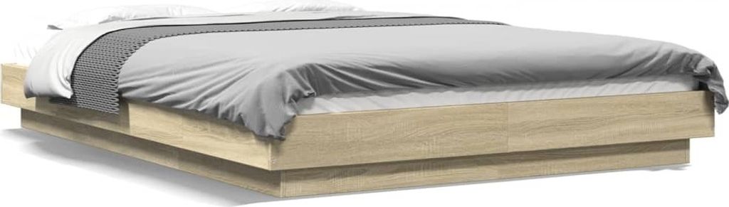 Möbel Bettgestell mit LED Sonoma-Eiche 120x190 cm Holzwerkstoff - Klassische Betten 3281142