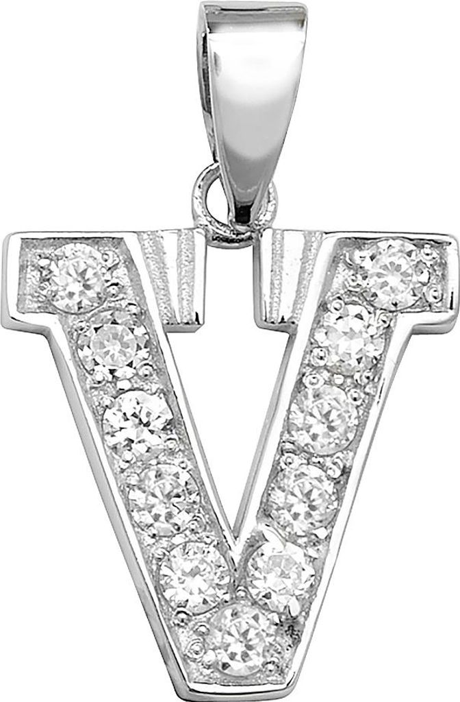 Schöner 925 Sterling Silber Buchstaben / Initiale Damen - Anhänger mit Zirkonia; TRS35295LTV