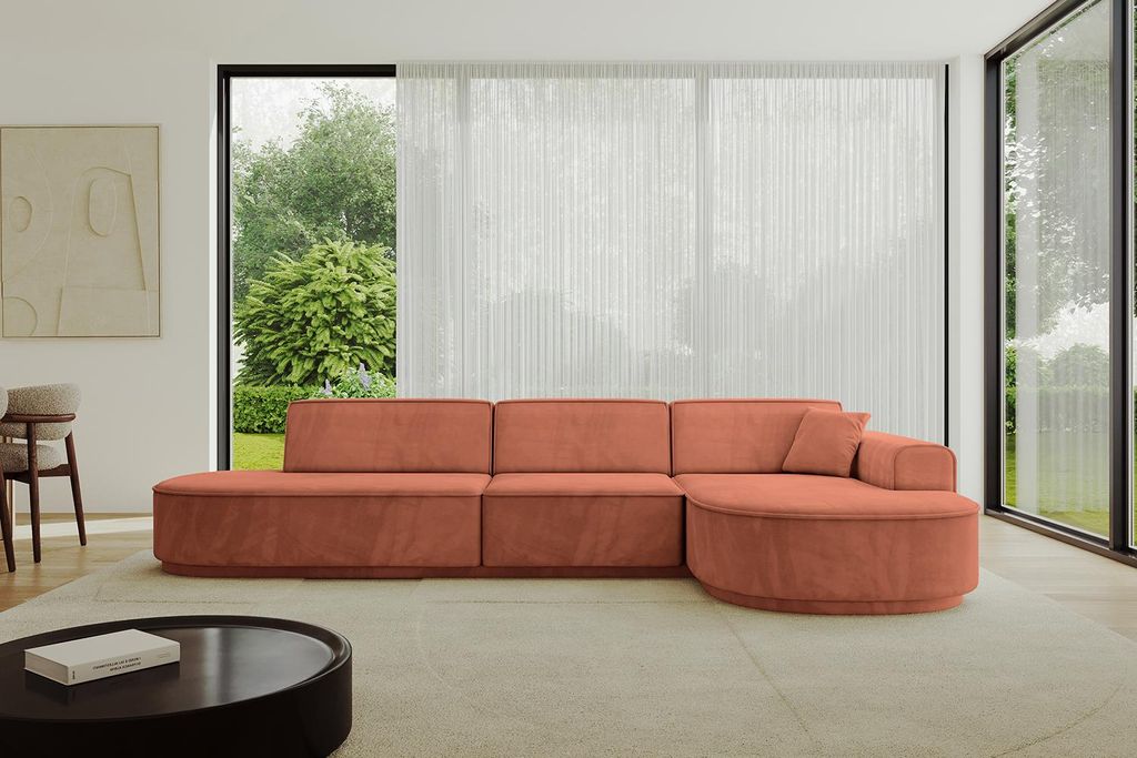 ALTDECOR Ecksofa in L-Form MARI-L2-v3 - 328x171x83 cm Apricot - Corner Sofa Bett Eckcouch Couch Wohnlandschaft Cauchsofa