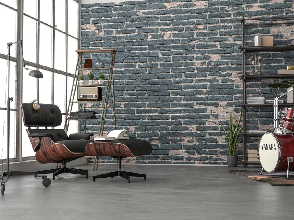 Komar Vlies Fototapete "Painted Bricks", grau/braun, 368 x 248 cm; XXL4-067