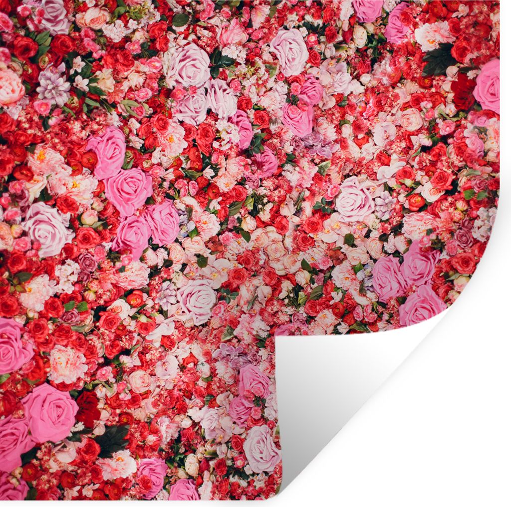 MuchoWow Wandtattoo Wandsticker Wandaufkleber Blumen - Farben - Rosen 30x30 cm Selbstklebend und Repositionierbar - Repositionierbar - Wasser abw...
