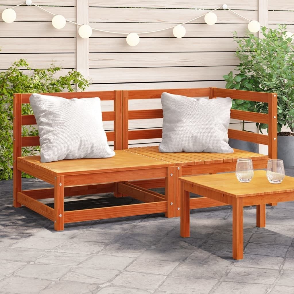 Gartensofa 2-Sitzer Wachsbraun Massivholz Kiefer 837946