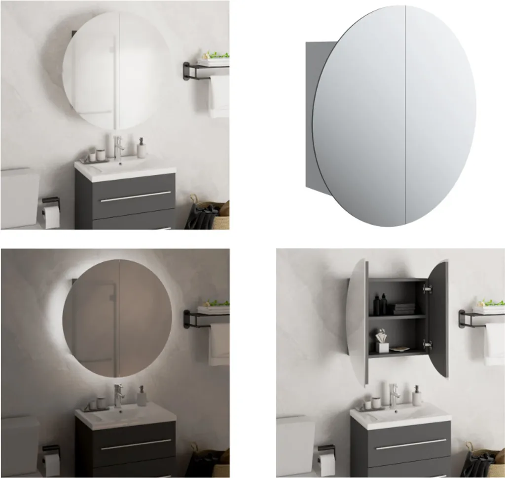 Armadietto Bagno Specchio LED 47x47 Grigio vidaXL | Alta Resistenza