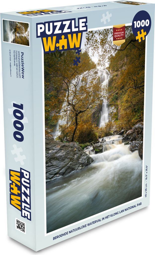 MuchoWow Puzzle 1000 Teile Berühmter natürlicher Wasserfall im Klong-Lan-Nationalpark - Spielzeug - Alt und Jung - Spiele - Puzzeln