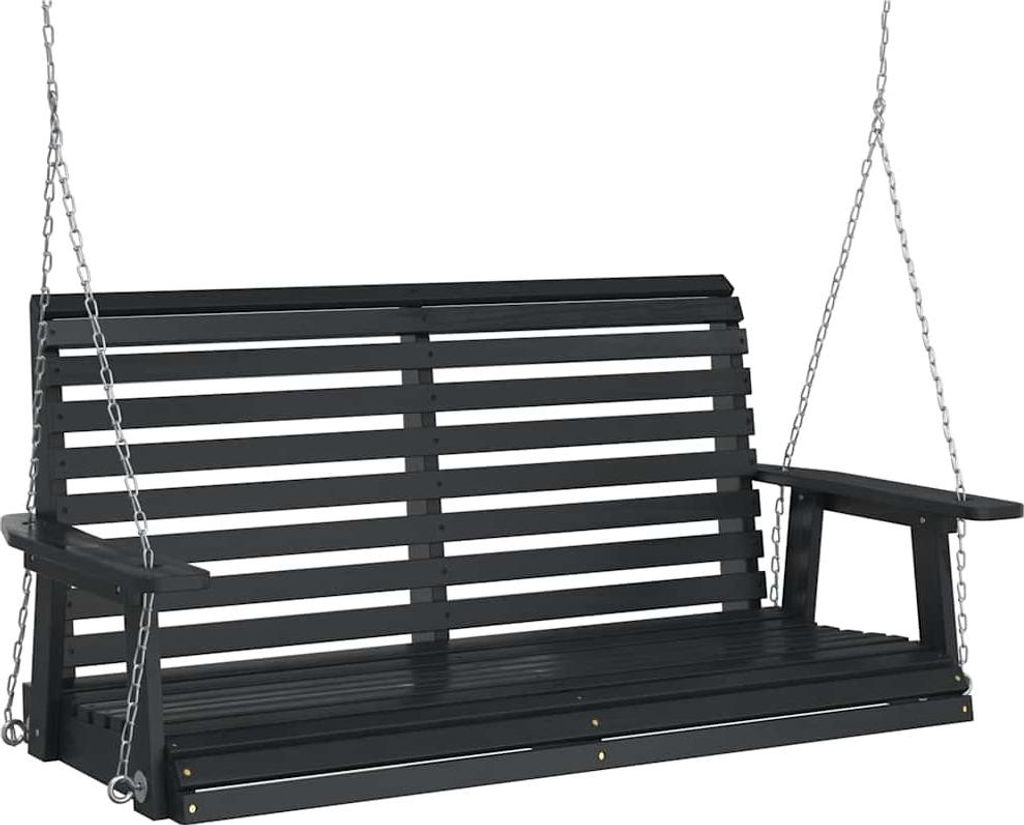 vidaXL Hollywoodschaukel mit Metallketten Schwarz Massivholz Tanne