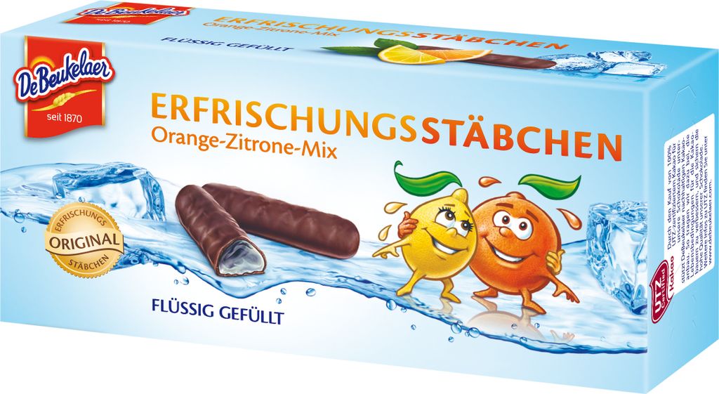 DeBeukelaer Erfrischungsstäbchen Orange und Zitrone Mix 75g