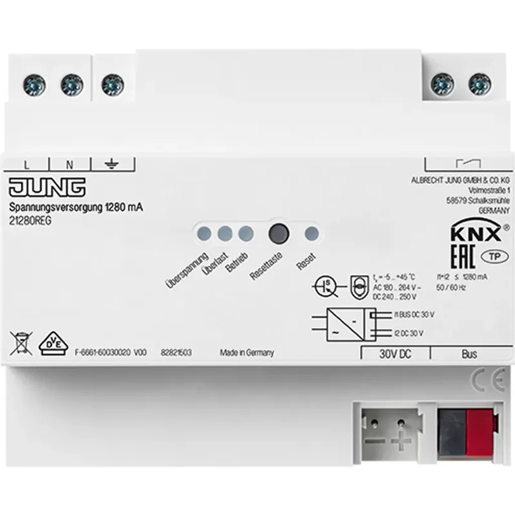 Évitez les Pannes de Bus avec l'Alimentation KNX 1280mA Jung 21280 REG