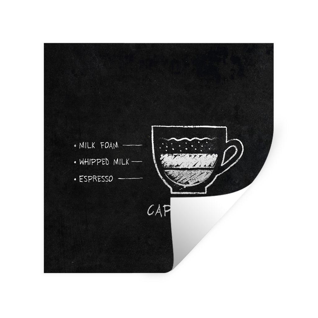 MuchoWow Wandtattoo Wandsticker Wandaufkleber Kaffee - Vintage - Text - Cappuccino - Zitate 80x80 cm Selbstklebend und Repositionierbar - Wierder...
