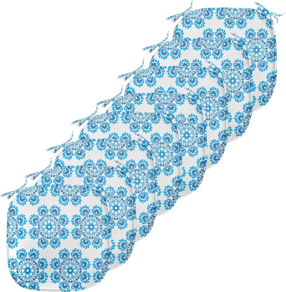 ABAKUHAUS Ethnisch Polster für Esszimmerstühle, Polnische Blumenmuster, Dekoratives wasserfestes Kissen mit Riemen für Küchensitze, 40 cm x 40 ...