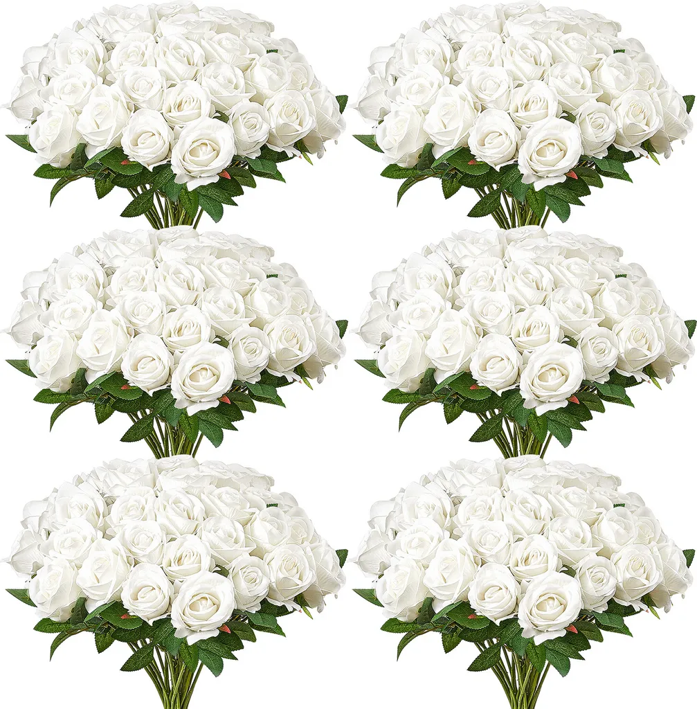 Fornitura 120 Rose Artificiali Bianche VEVOR per Wedding Planner