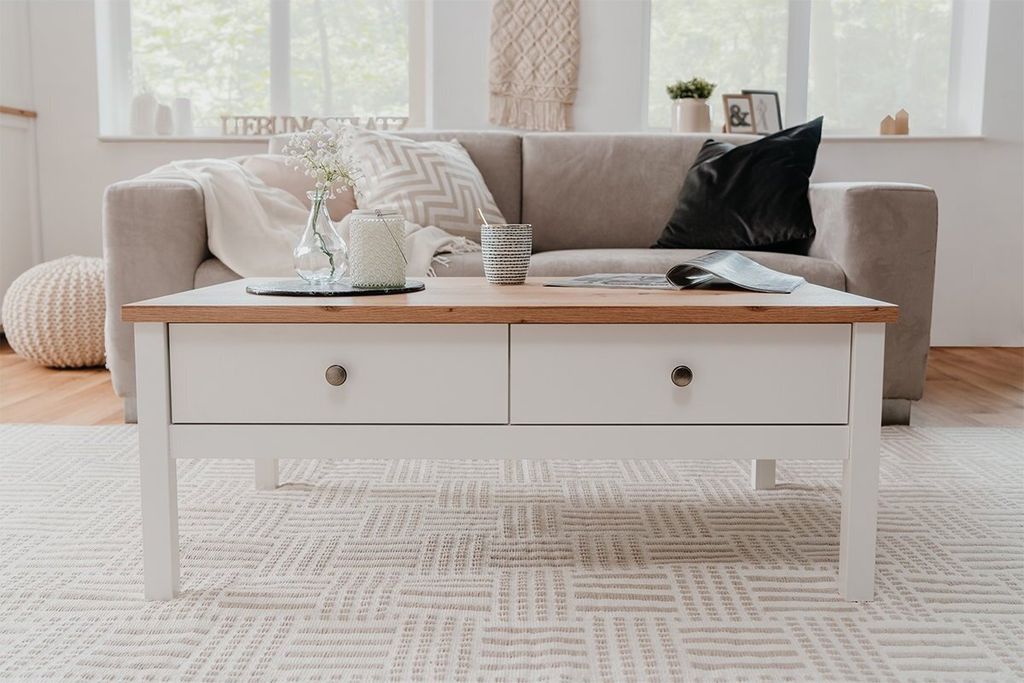 Finori Couchtisch Bergen 56A Weiß und Handwerkliche Eiche Produktbild 7