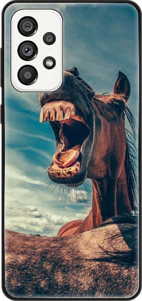 König Design Hülle kompatibel mit Samsung Galaxy A73 5G Kunststoff Soft Handyhülle - Handy Case Lustiges Pferd