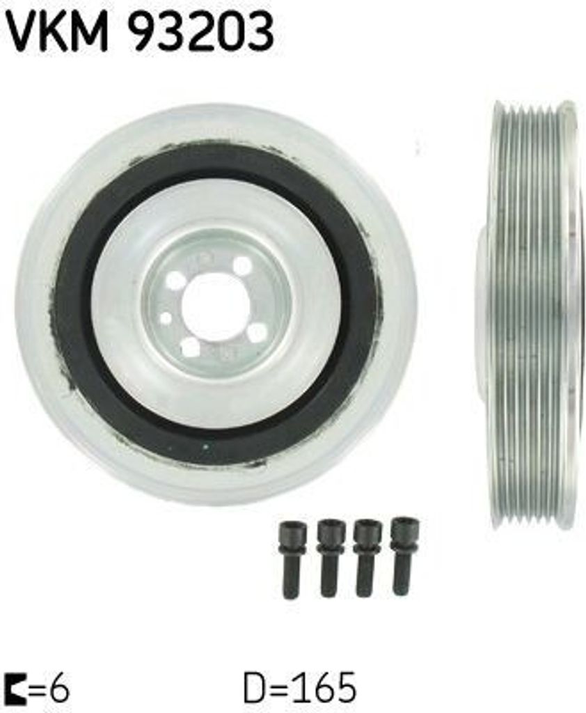 SKF VKM 93203 Riemenscheibe, Kurbelwelle OE 55196301 kompatibel mit Alf. 146, Alf. 147, Alf. 156, Alf. 159, Brera, Giulietta, Alf. GT, Mito, Spider...