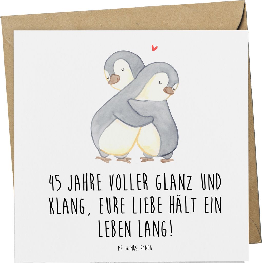 Mr. & Mrs. Panda Glückwunschkarte 45. Hochzeitstag Messinghochzeit - Weiß - Geschenk, Heiraten, Grußkarte, doppelkarte, Heirat, dekorativ, Hochz...