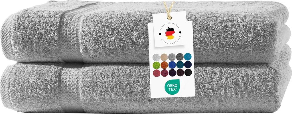 Duschtücher 70x140 cm aus 100% Baumwolle im 2er Set, Frottier Handtücher Set 500g/m2