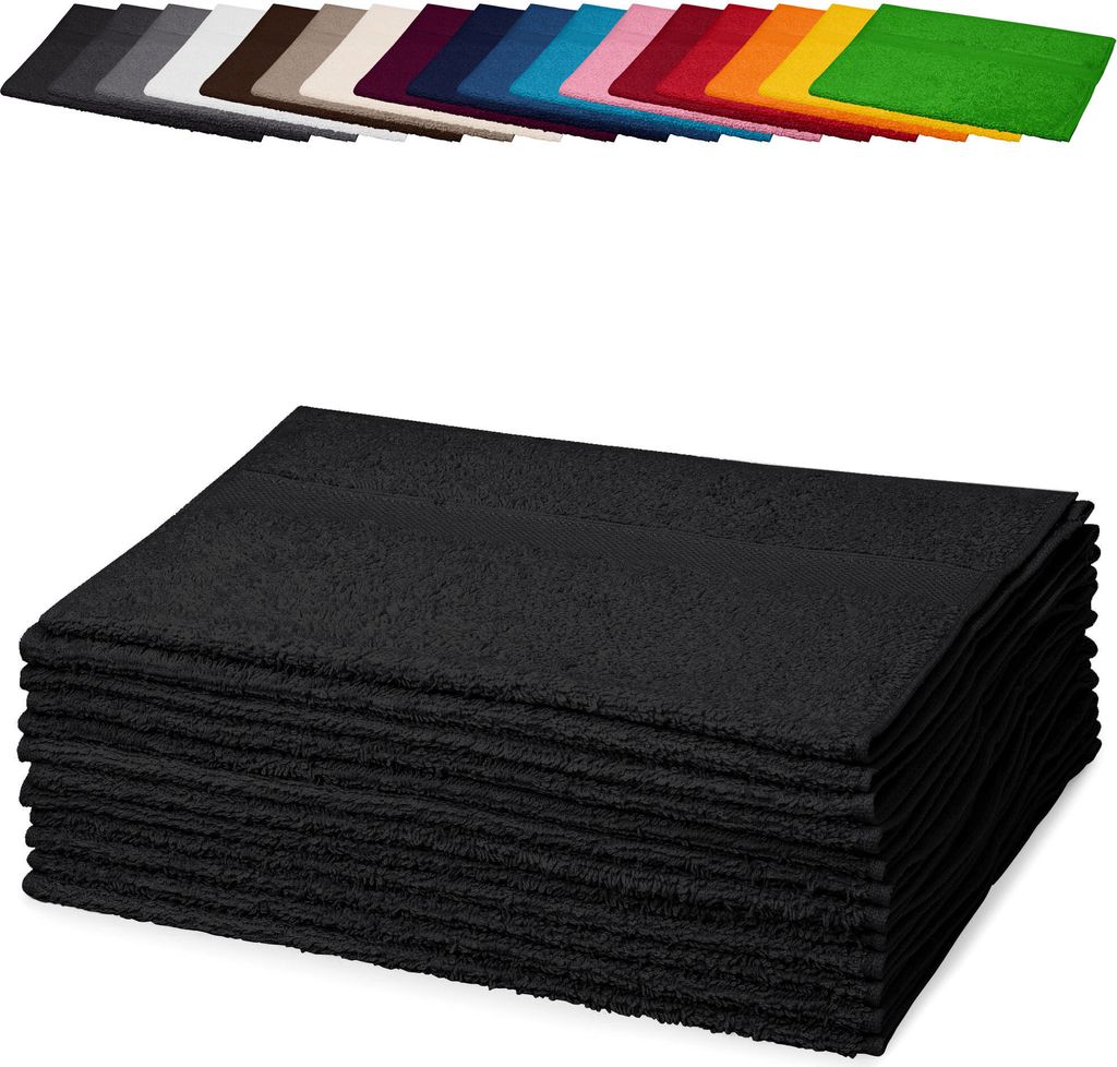 10er PACK Gästetücher 30x50 cm Gästehandtücher Kinderhandtücher Babyhandtücher 100% Baumwolle, Farbe: Schwarz