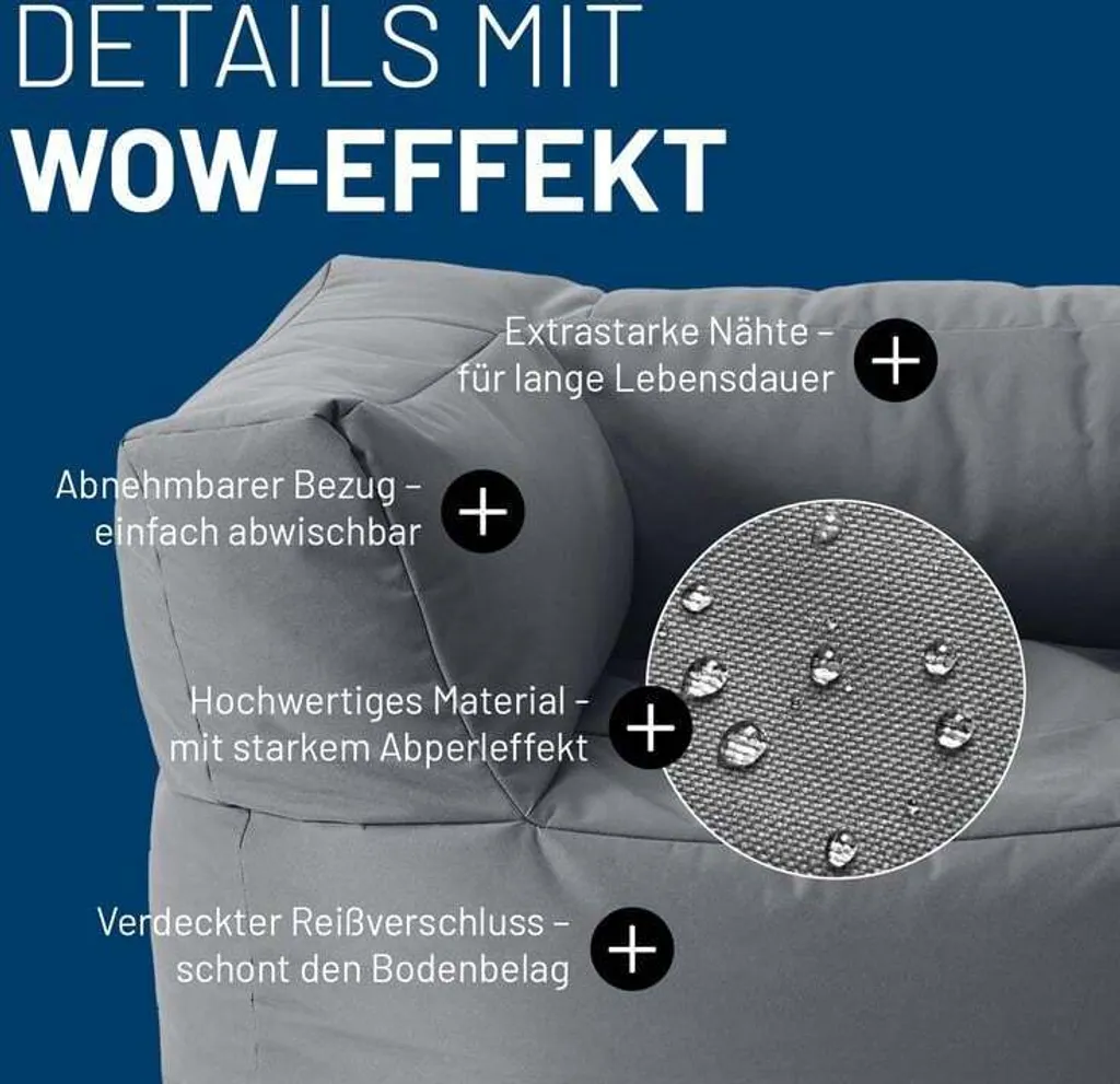 Pouf-Sofa 400 Litres Gris - Fauteuil Modulable à Haute Densité Lumaland - 5
