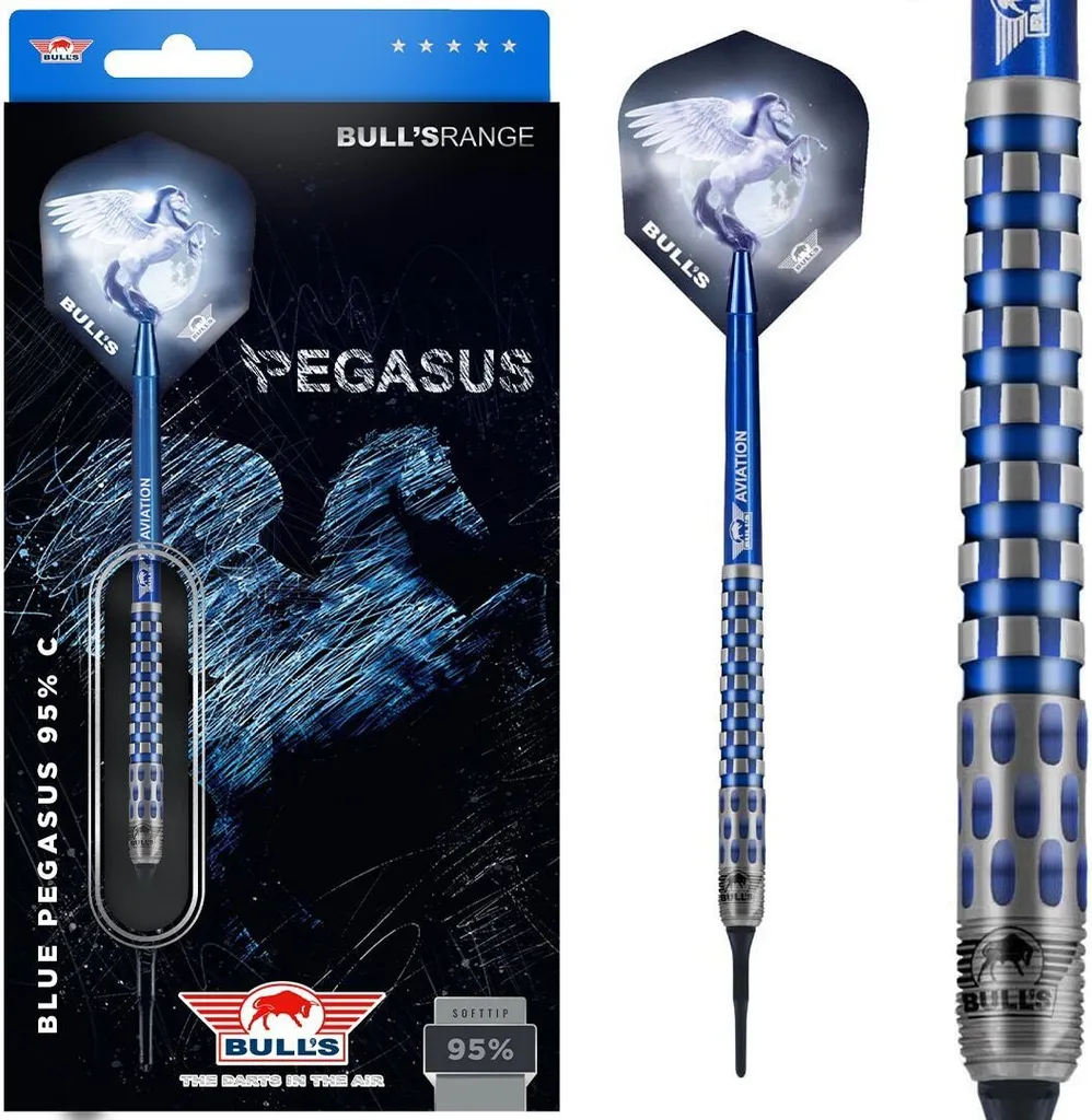 Fléchettes pointe plastique Bull's Blue Pegasus 95% tungstène 22 grammes