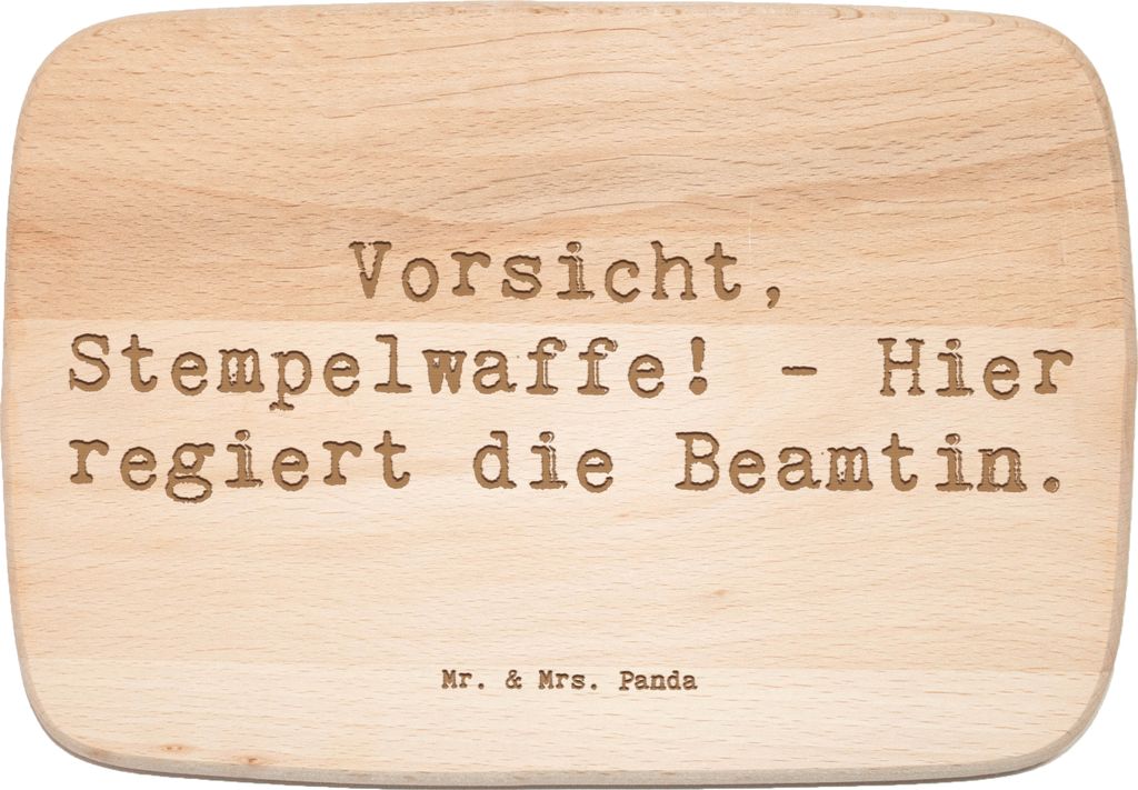 Mr. & Mrs. Panda Schneidebrett Spruch Beamtin Stempelwaffe - Transparent - Geschenk, Frühstücksbrettchen, Geburtstag, Holzbrett, handgefertigte G...