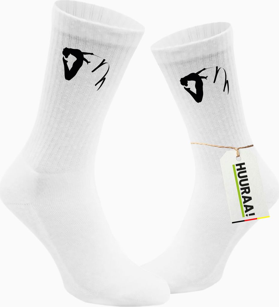 Huuraa Unisex Socken Rhythmische Sportgymnastik Silhouette 37/41 White Baumwolle Tennissocken Geschenkidee