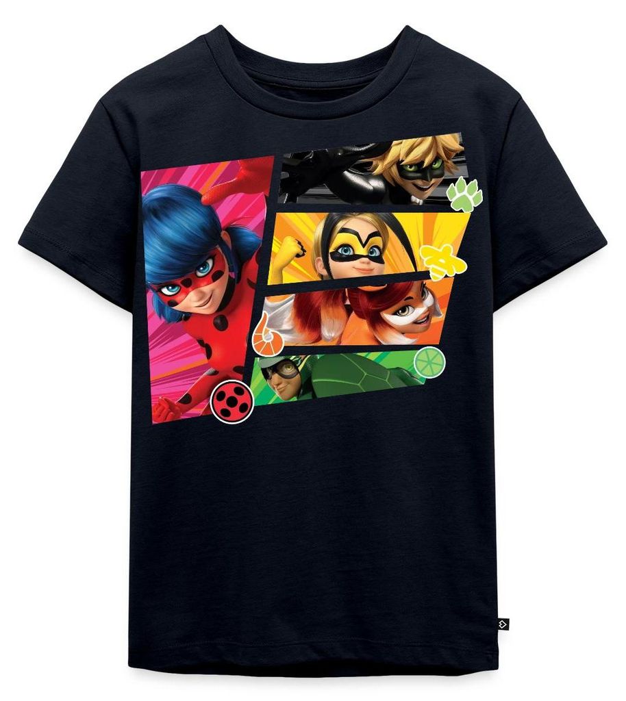 Spreadshirt Miraculous Superhelden Kinder Premium T-Shirt, 134/140 (8 Jahre), Navy