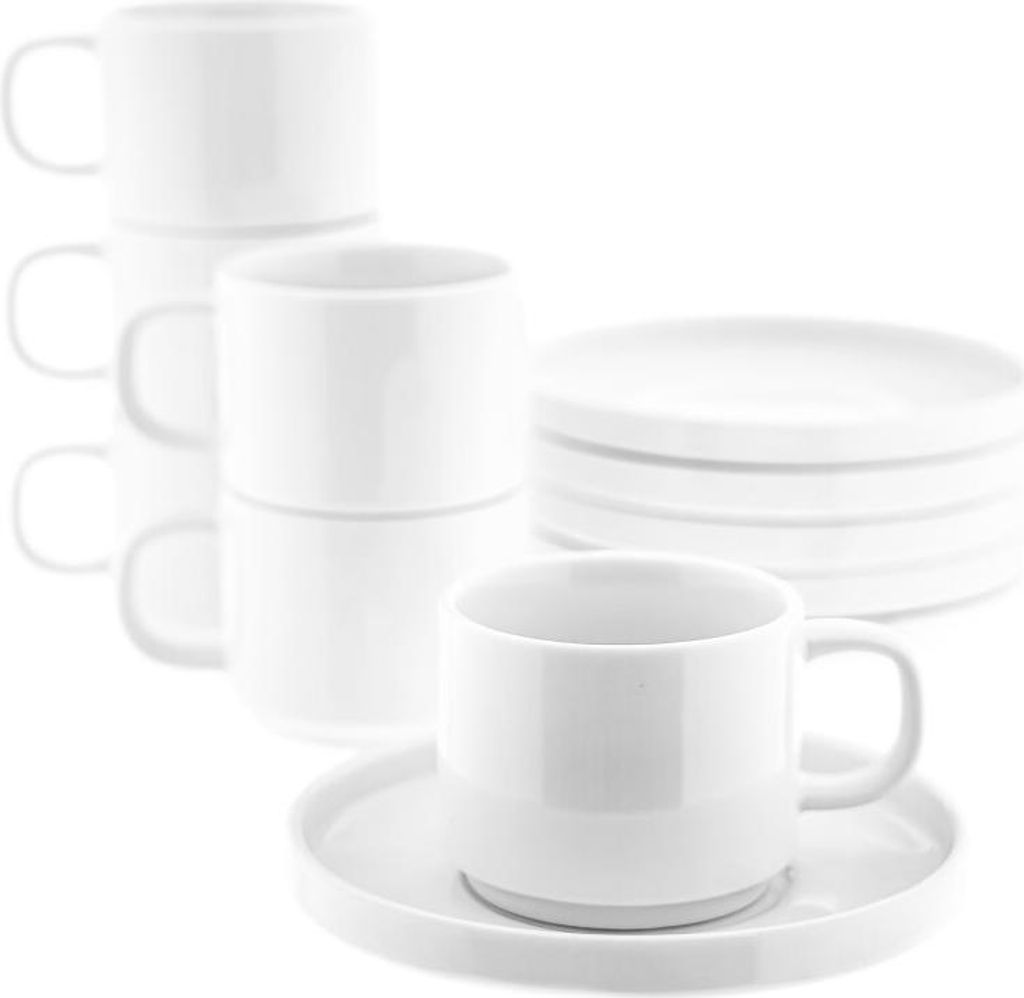 Mondo Mokkatassen 100 ml - 12-teiliges Set aus hochwertigem Porzellan in Weiß