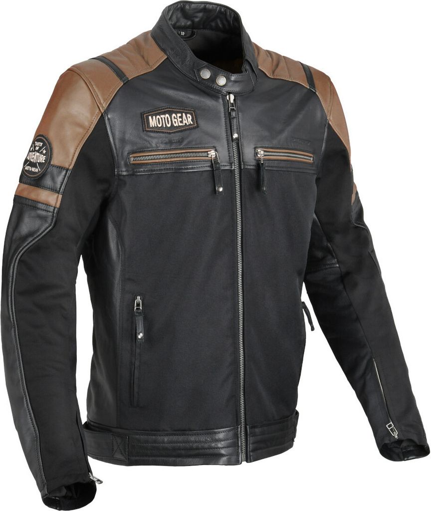 DIFI Memphis Motorrad Leder- / Textiljacke, schwarz/braun, 48