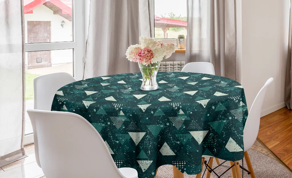 ABAKUHAUS Tovaglia Circolare Grunge 150cm Cucina Verde Acqua