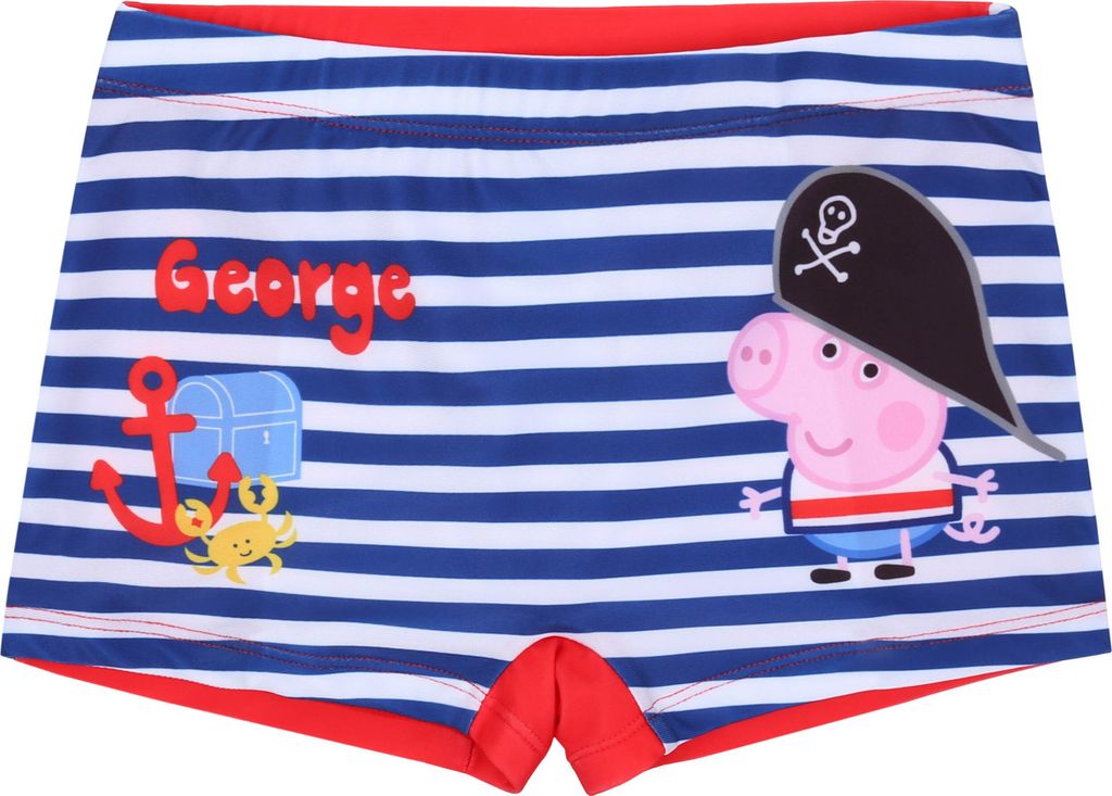 Rot-dunkelblaue Badehose für Jungen Schorsch Peppa Wutz, 104-110