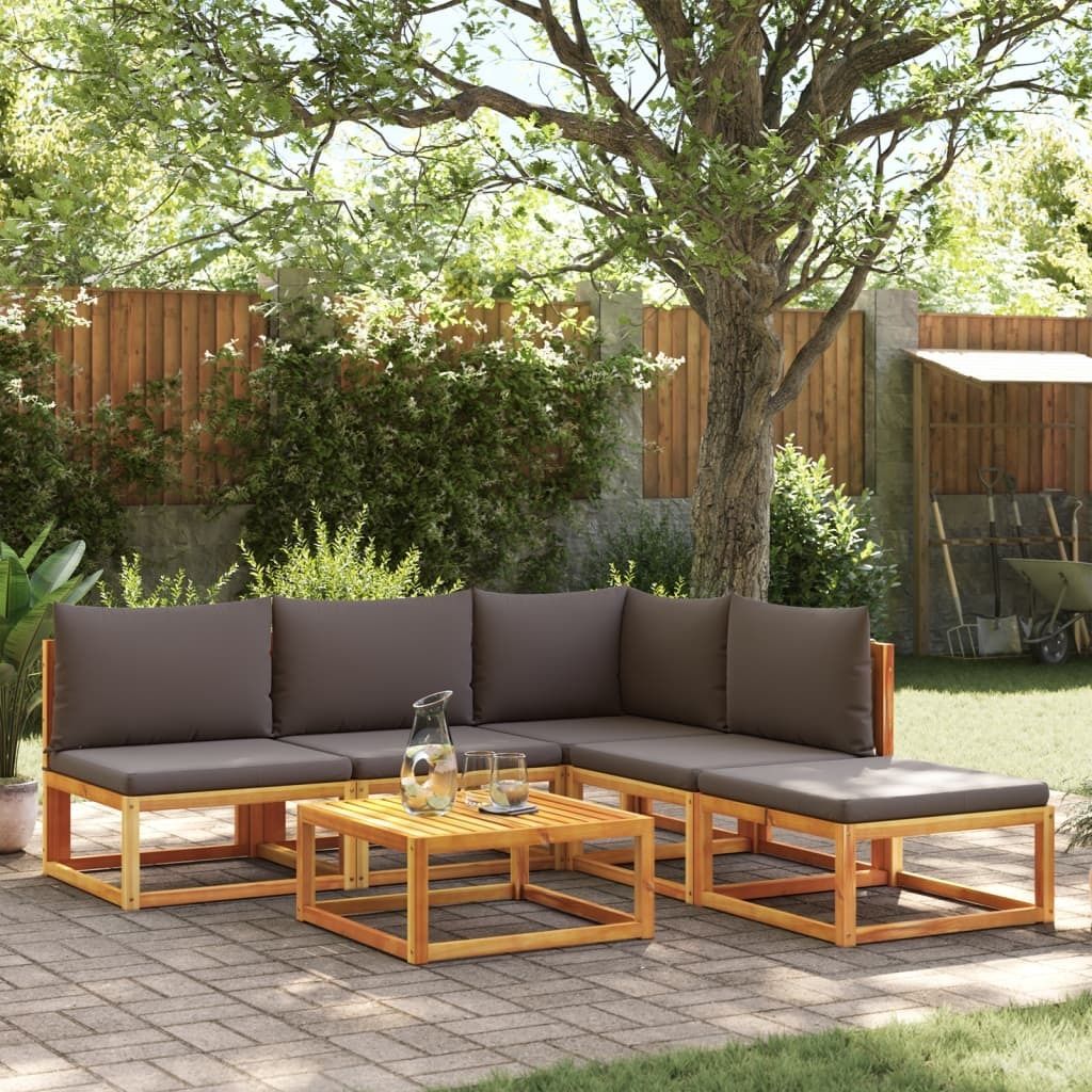 Maison Exclusive - 6-tlg. Gartensofa-Set mit Kissen Holz Akazie & Seil