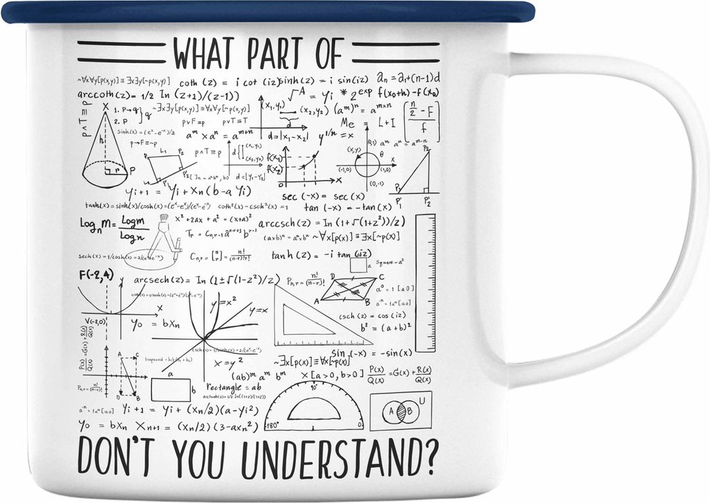 Trendation - Lustiges Geschenk Welchen Tell Von Verstehst du Nicht Emaille Tasse Mathematiker Physiker Mathelehrer Geschenkidee (Blau)