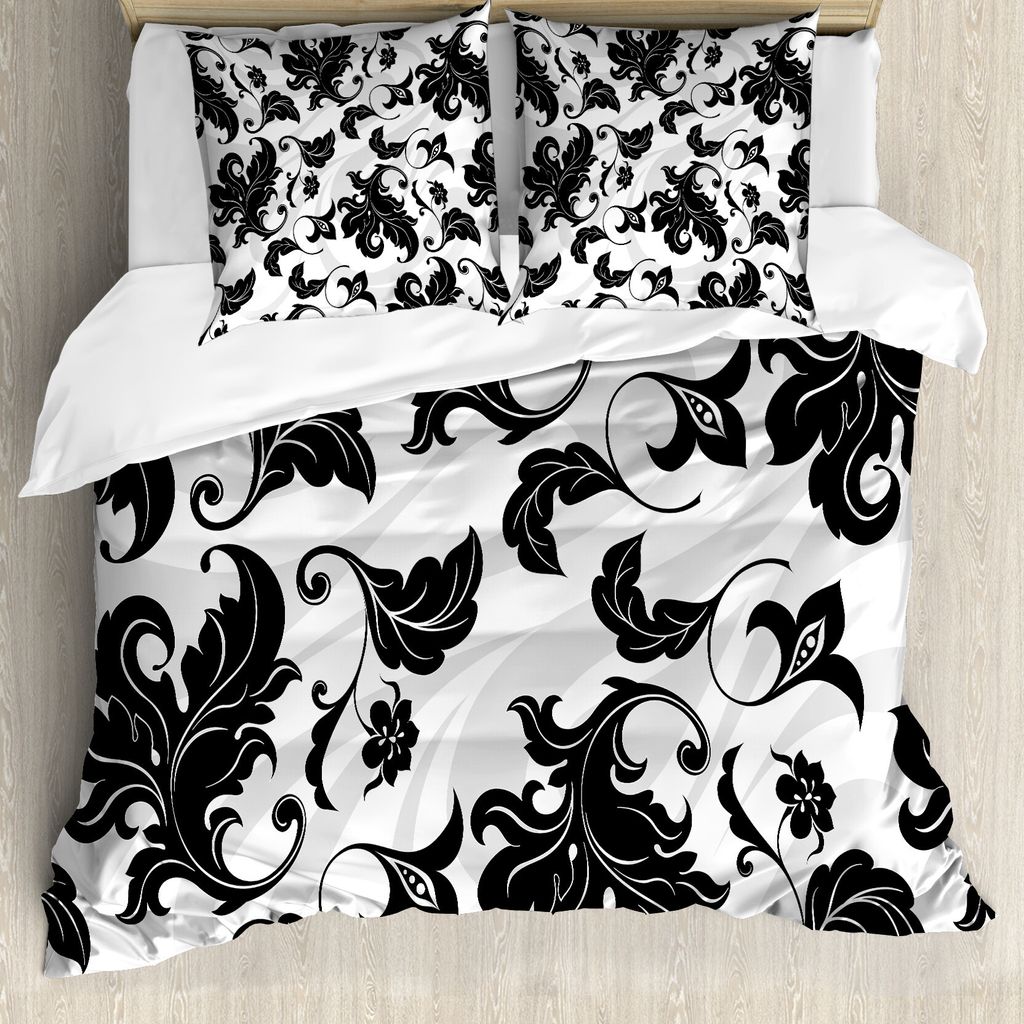 ABAKUHAUS Blumen Bettbezug, Abstraktes Blatt Efeu-Strudel, Milbensicher Allergiker geeignet mit Kissenbezügen, 155 cm x 220 cm - 80 x 80 cm, Pale ...