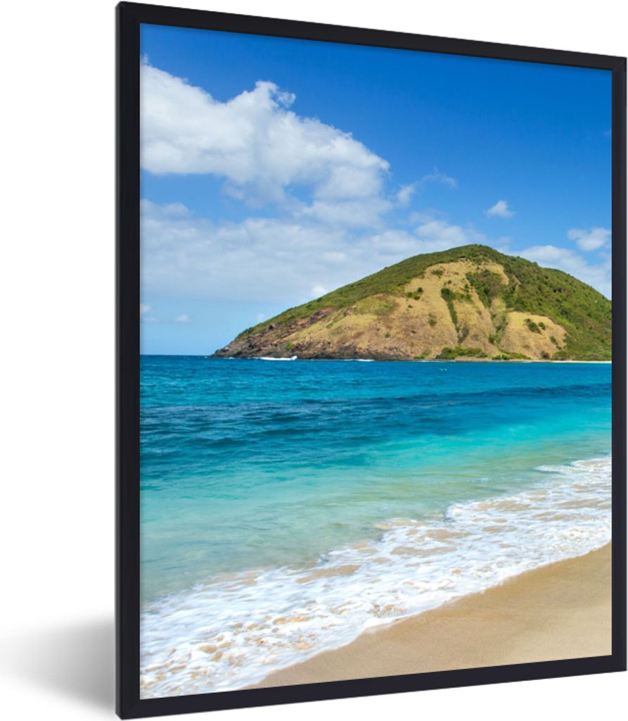 MuchoWow Gerahmtes Poster Meer - Tropen - Strand - Pflanzen 30x40 cm - Poster mit Schwarzem Bilderrahmen Wandposter Rahmen Foto Bilder - Wanddeko...