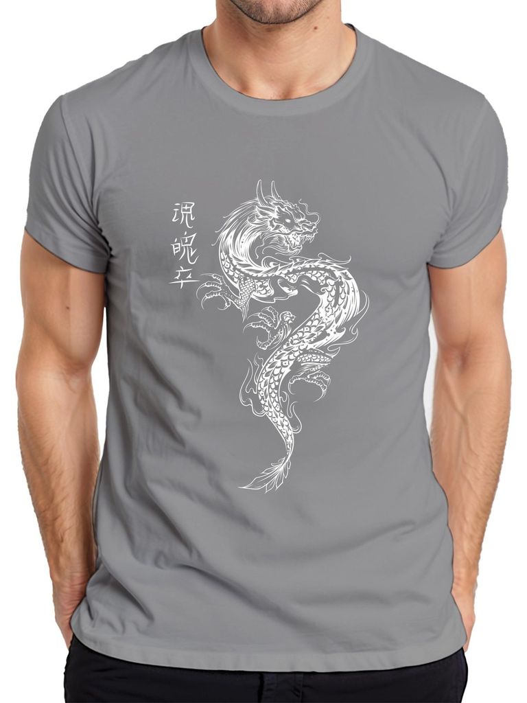 Japans draak tattoo, oosterse draak, Azië, Koi, vlam, heren Productafbeelding 