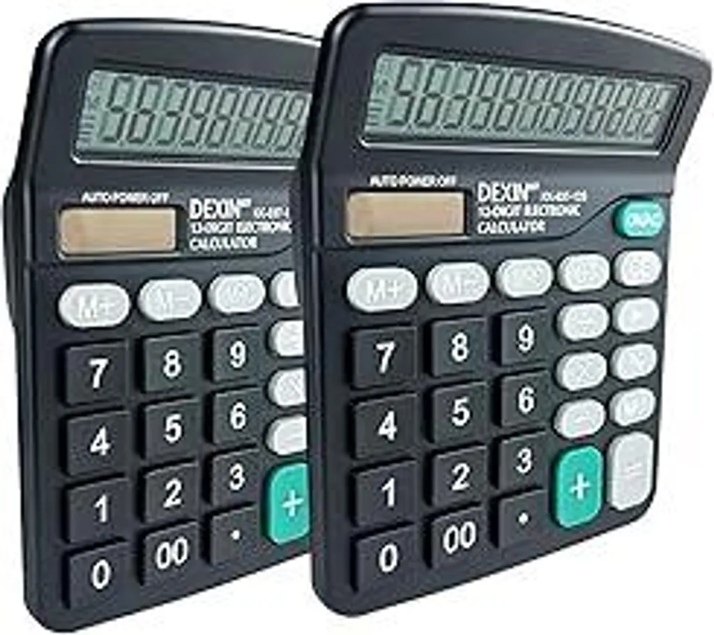 Nutabevr confezione da 2 calcolatrici tascabili a 12 cifre con doppia alimentazione (solare e a batteria), calcolatrice da ufficio e per uso domestico con ampio display LCD e tasti sensibili, per la scuola, l'ufficio, la casa, il negozio - 1