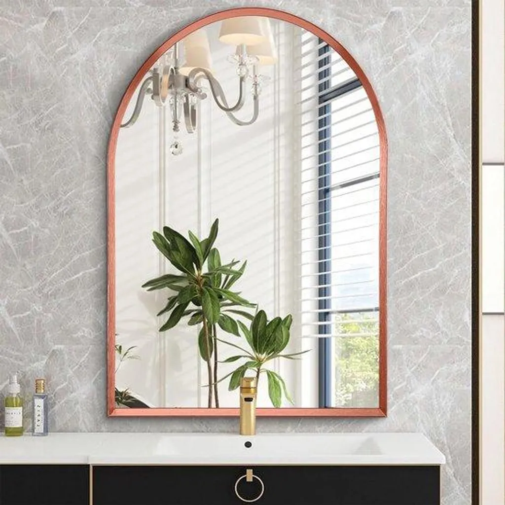 Miroir design incurvé 45x65 cm avec cadre en métal robuste et fin