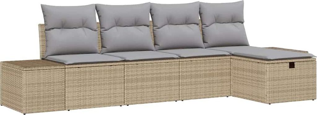 "2026 Aktion" Gartensofa-set - elegantes Design - Sitzgruppe mit Sofa, Tisch - mit Kissen 5 pcs Beige Poly-Rattan - Terassenmöbel NeuMöbel137241