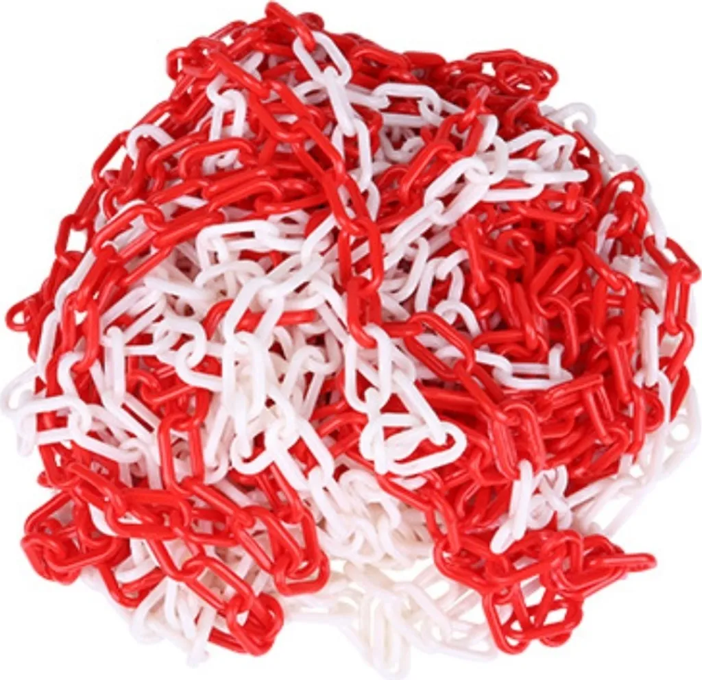 fascio di 25 m di catena barriera [rosso/bianco] - catena in plastica | catena in plastica in un sacchetto | catena a maglie da 6 mm | catena di sicurezza di avvertimento | resistente ai raggi UV e al gelo | sicurezza in cantiere | barriere per ringhiere - 4