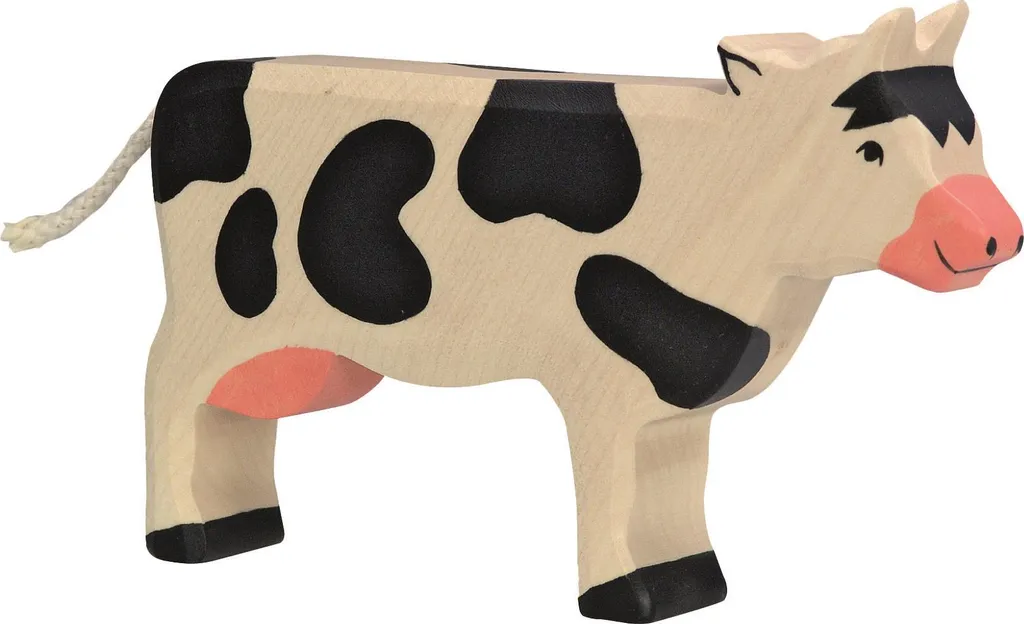 Figurine de vache en bois Holztiger pour éveil Montessori et ferme